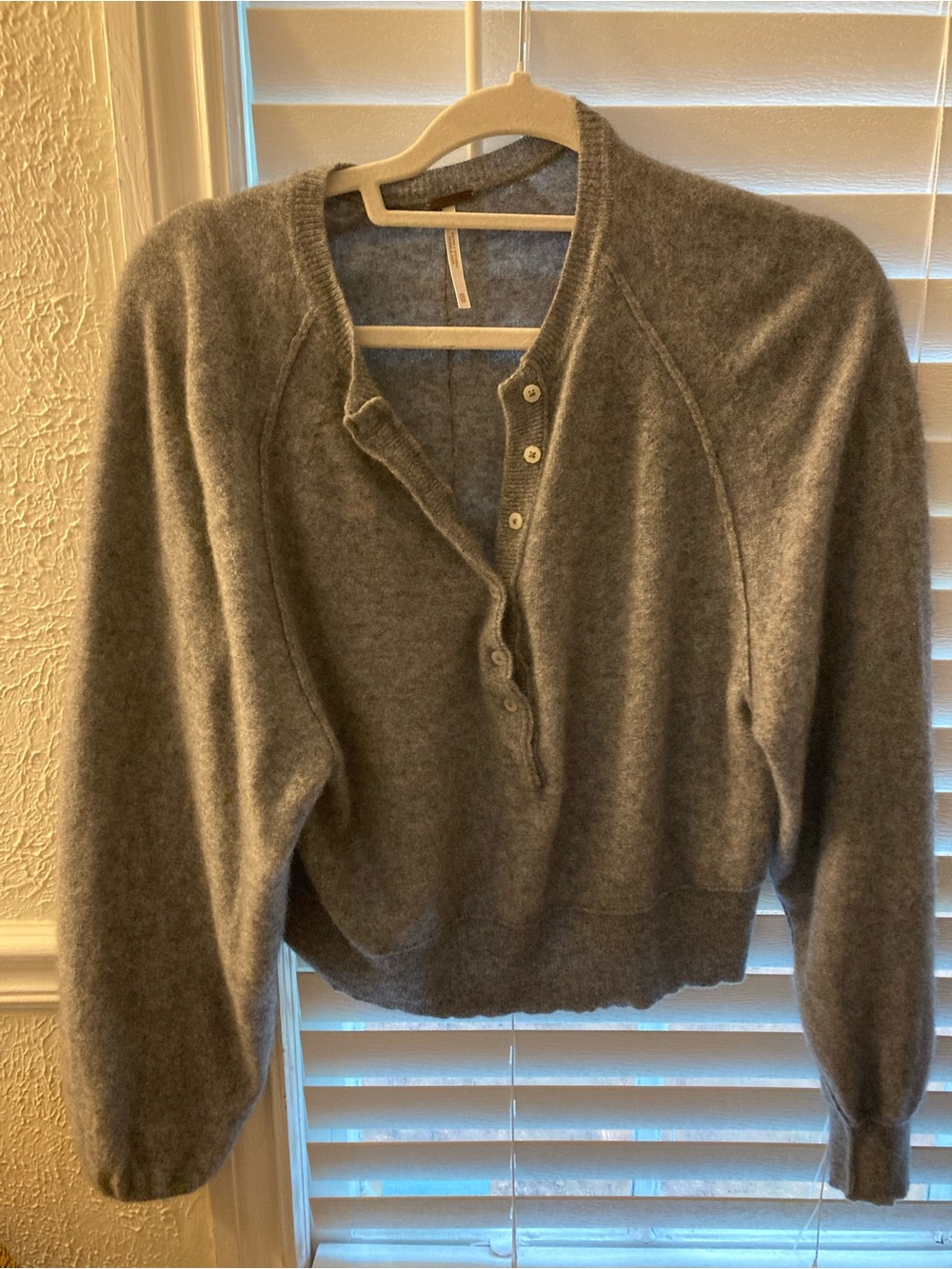 Free People Heather Gray Henley Sweater